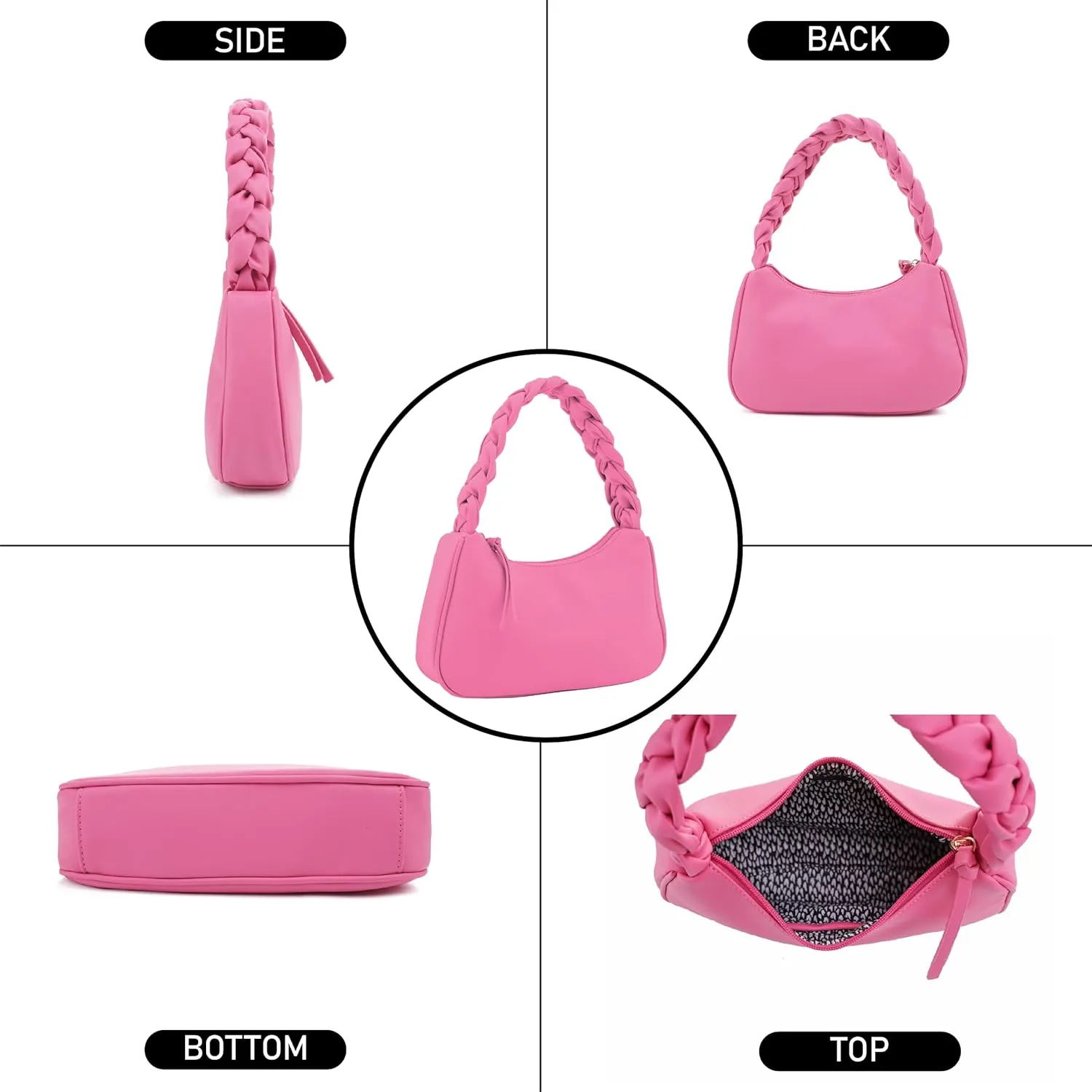 Emperia Braided Top Handle Shoulder Bag For Women, Trendy Designer Small Hobo Tote Handbag