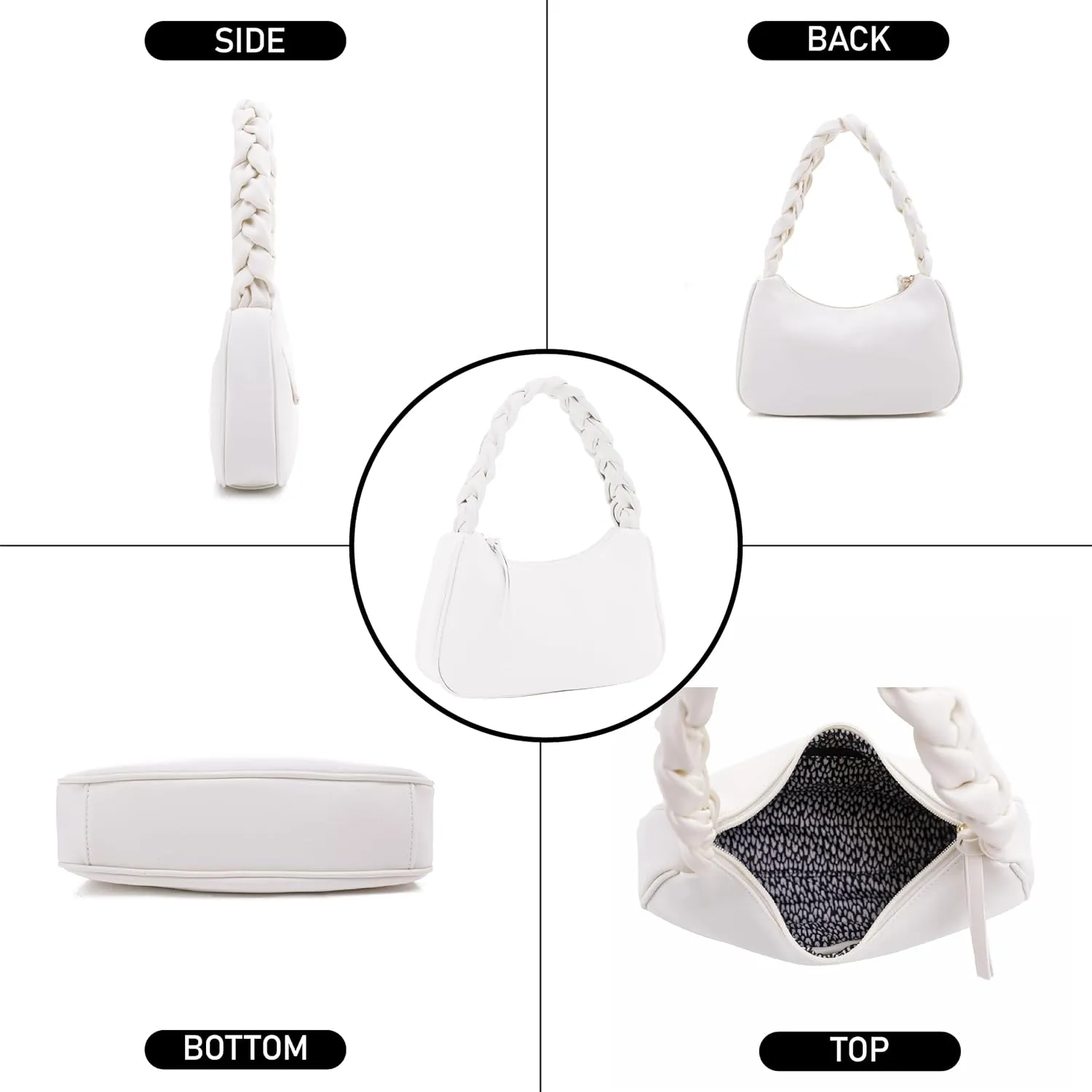 Emperia Braided Top Handle Shoulder Bag For Women, Trendy Designer Small Hobo Tote Handbag