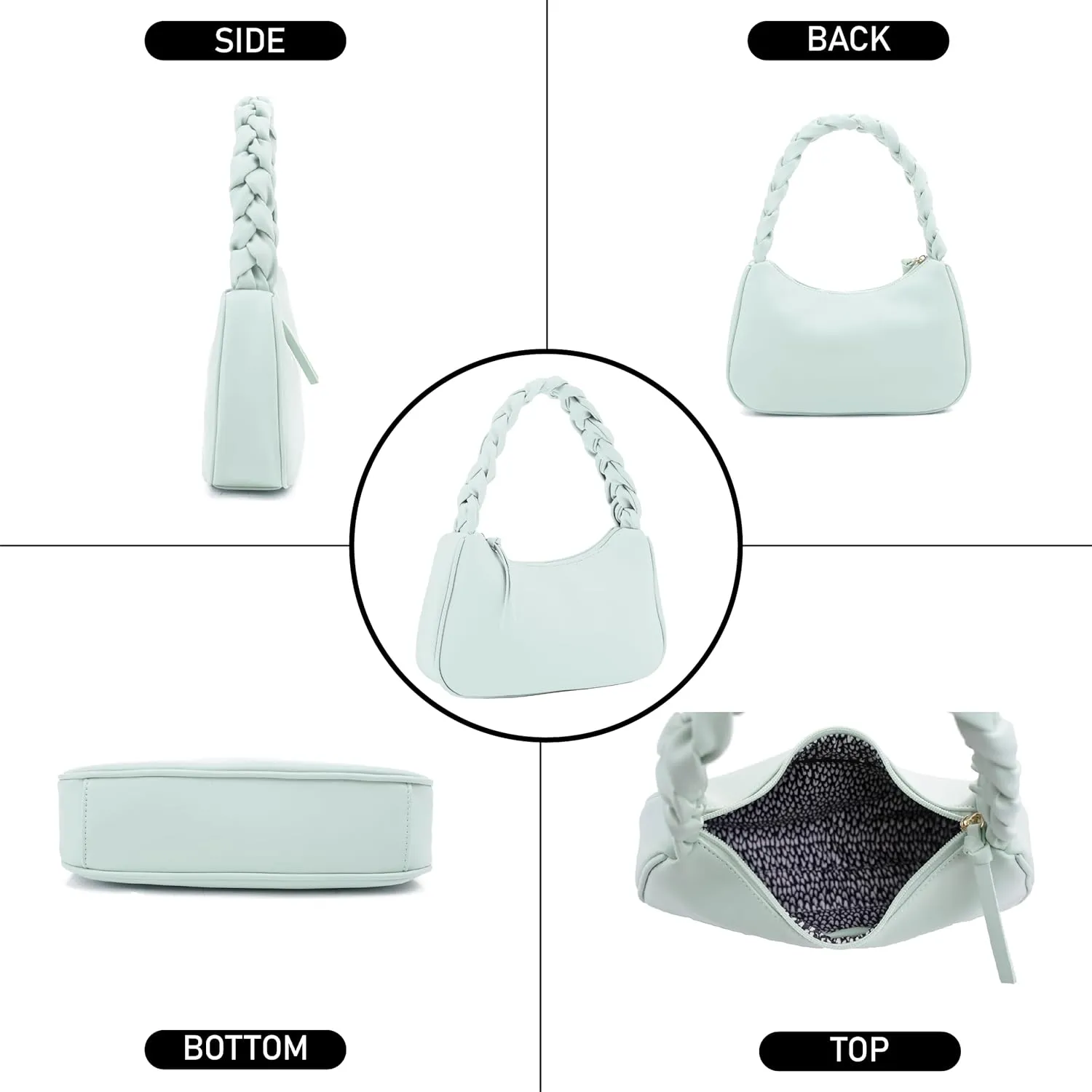 Emperia Braided Top Handle Shoulder Bag For Women, Trendy Designer Small Hobo Tote Handbag