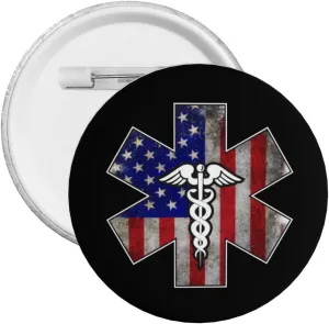 EMS Star of Life EMT Paramedic Medic American Flag Express Your Unique Style with Our Fashionable Round Badges