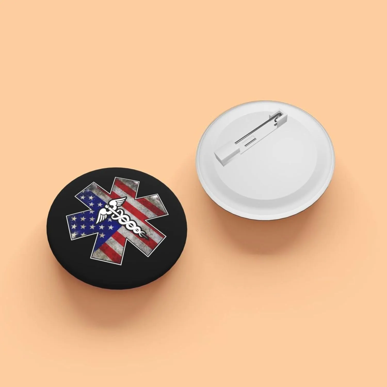 EMS Star of Life EMT Paramedic Medic American Flag Express Your Unique Style with Our Fashionable Round Badges