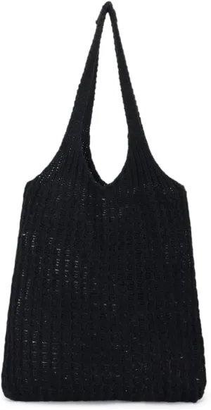 ENBEI Handmade Crochet Shoulder Bag for Women, Foldable and Lightweight Polyester Tote, Stylish & Practical Travel Purse