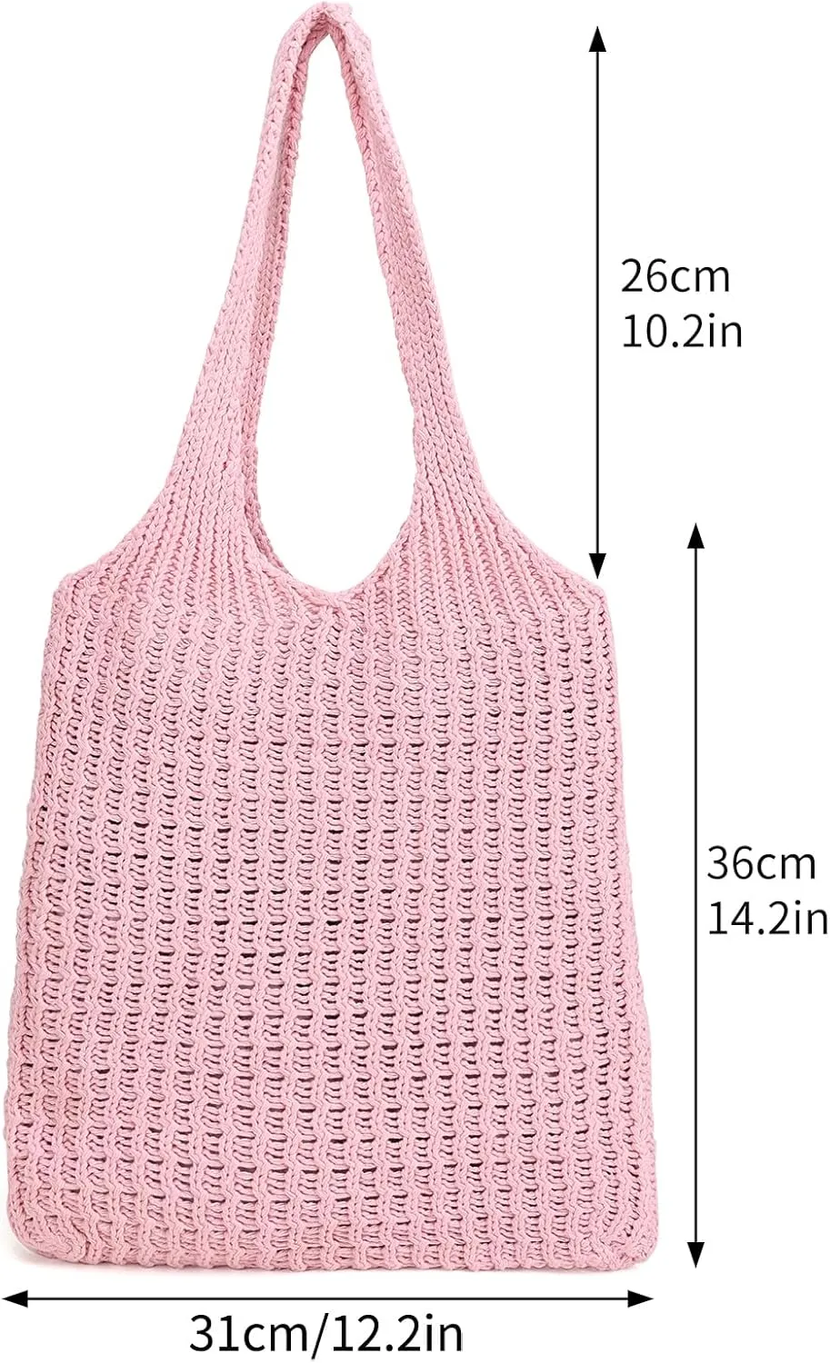 ENBEI Handmade Crochet Shoulder Bag for Women, Foldable and Lightweight Polyester Tote, Stylish & Practical Travel Purse