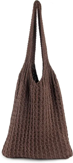 ENBEI Handmade Crochet Shoulder Bag for Women, Foldable and Lightweight Polyester Tote, Stylish & Practical Travel Purse