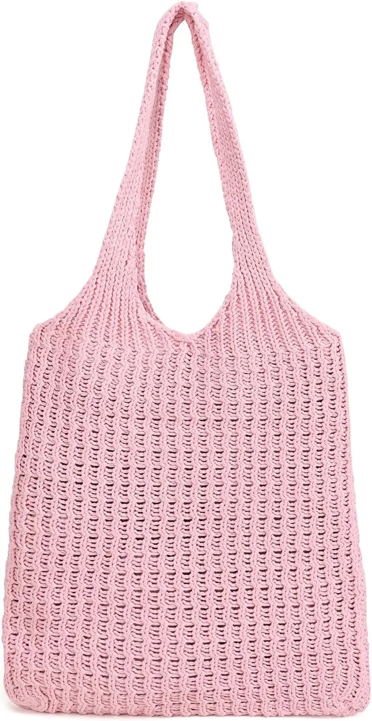 ENBEI Handmade Crochet Shoulder Bag for Women, Foldable and Lightweight Polyester Tote, Stylish & Practical Travel Purse