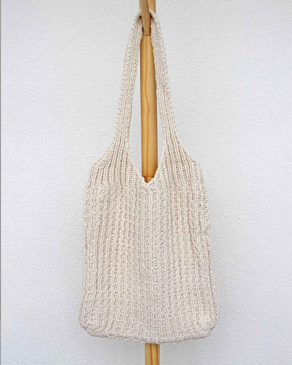 ENBEI Handmade Crochet Shoulder Bag for Women, Foldable and Lightweight Polyester Tote, Stylish & Practical Travel Purse