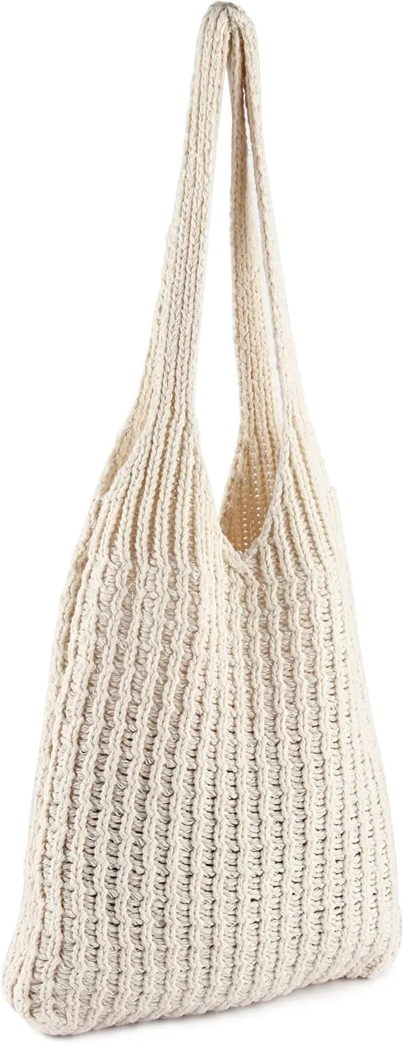 ENBEI Handmade Crochet Shoulder Bag for Women, Foldable and Lightweight Polyester Tote, Stylish & Practical Travel Purse
