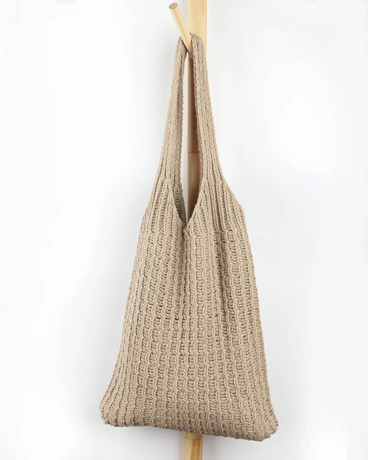 ENBEI Handmade Crochet Shoulder Bag for Women, Foldable and Lightweight Polyester Tote, Stylish & Practical Travel Purse