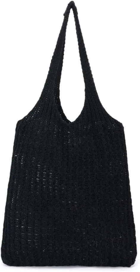 ENBEI Handmade Crochet Shoulder Bag for Women, Foldable and Lightweight Polyester Tote, Stylish & Practical Travel Purse