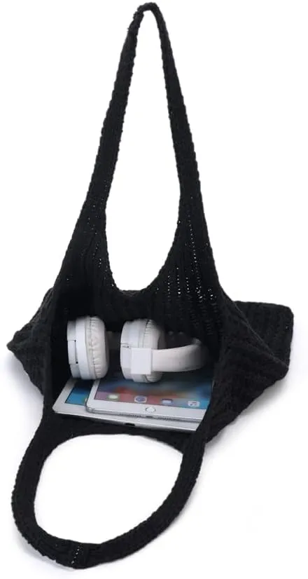 ENBEI Handmade Crochet Shoulder Bag for Women, Foldable and Lightweight Polyester Tote, Stylish & Practical Travel Purse