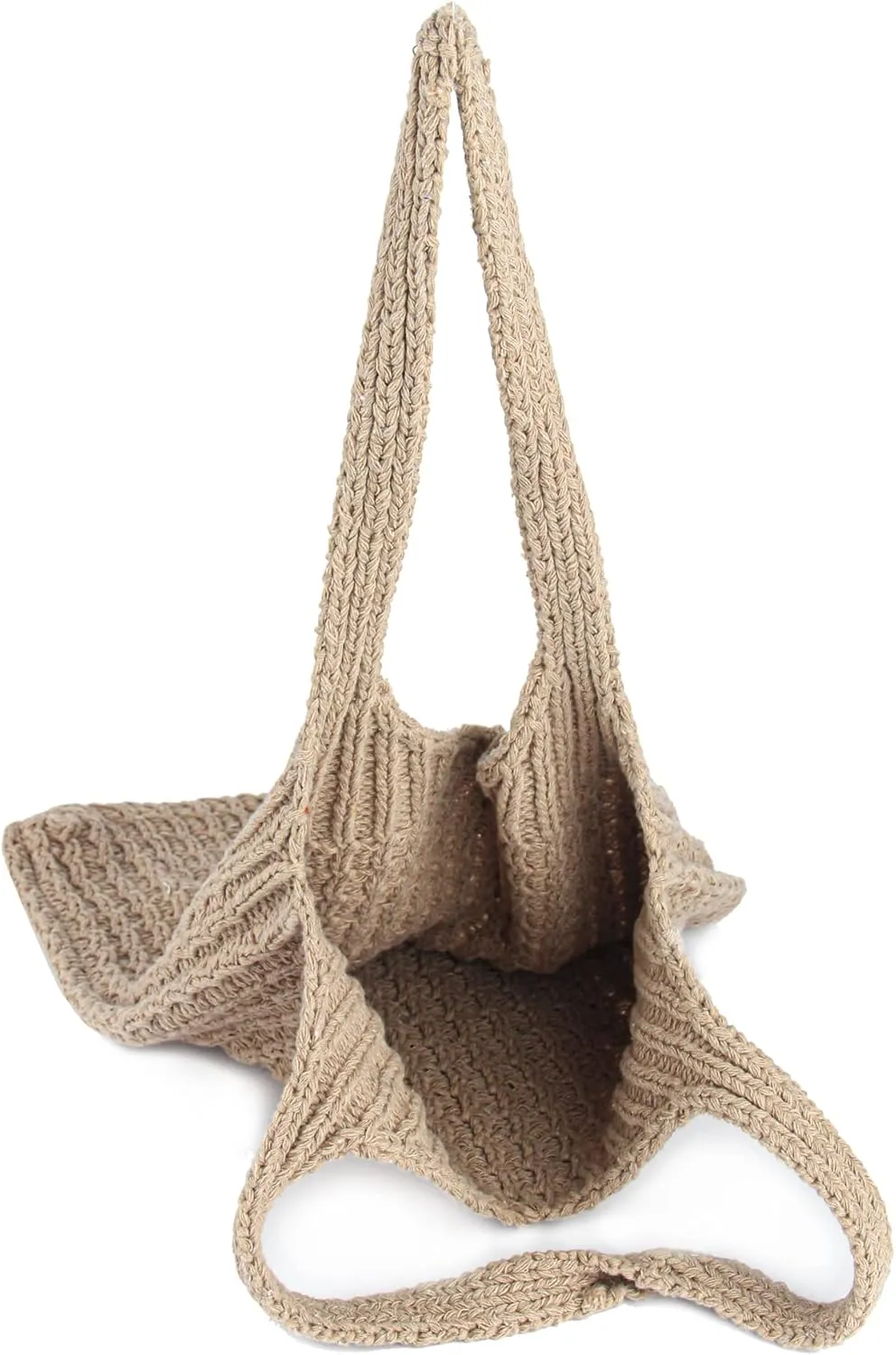 ENBEI Handmade Crochet Shoulder Bag for Women, Foldable and Lightweight Polyester Tote, Stylish & Practical Travel Purse