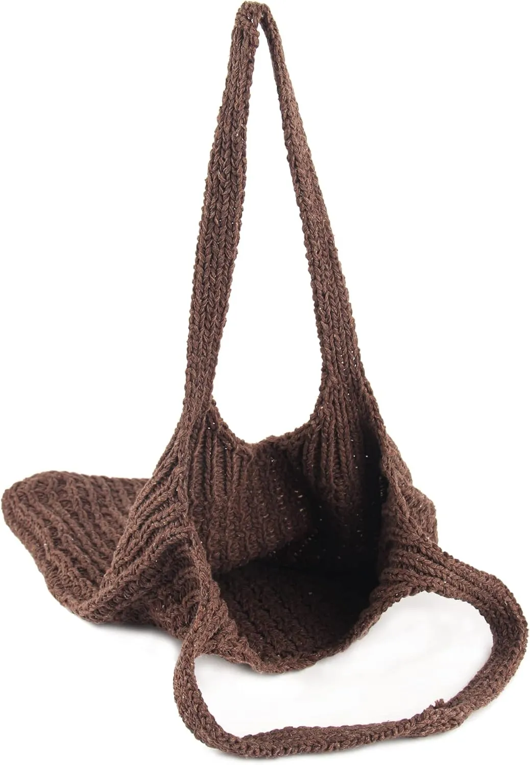 ENBEI Handmade Crochet Shoulder Bag for Women, Foldable and Lightweight Polyester Tote, Stylish & Practical Travel Purse