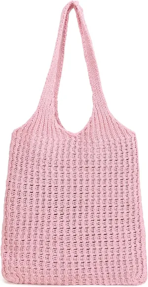 ENBEI Handmade Crochet Shoulder Bag for Women, Foldable and Lightweight Polyester Tote, Stylish & Practical Travel Purse
