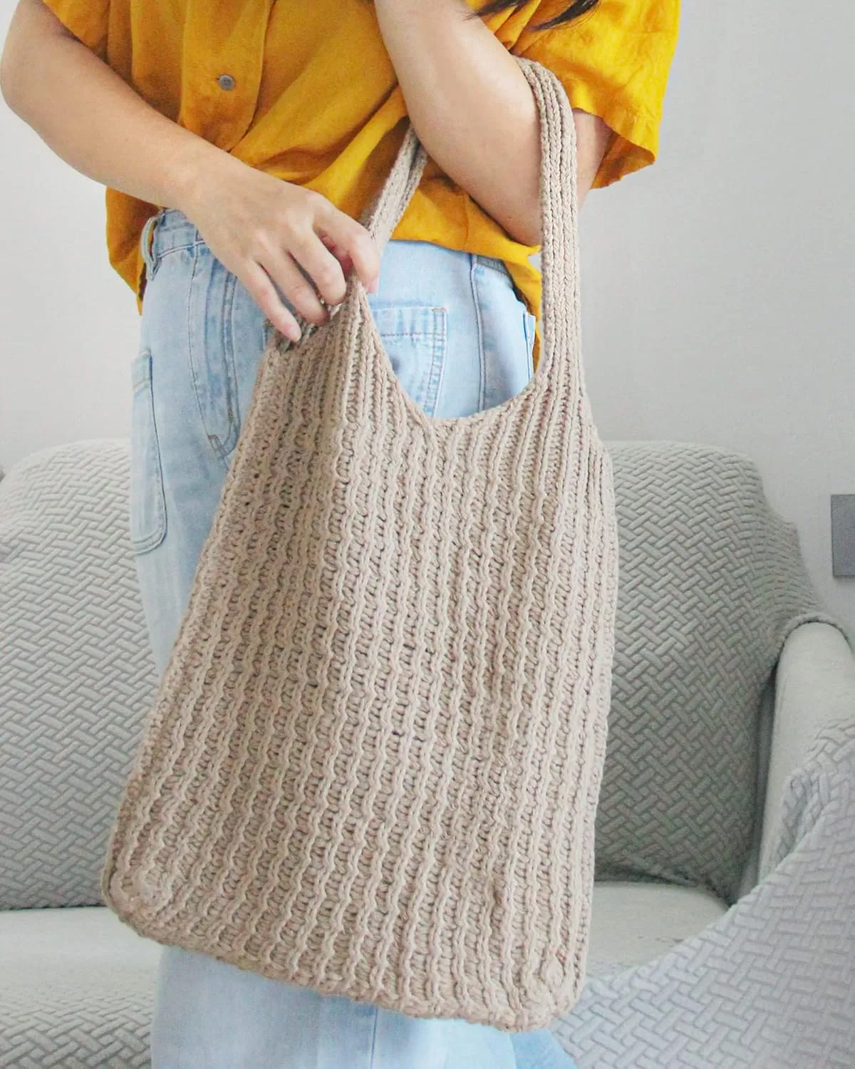 ENBEI Handmade Crochet Shoulder Bag for Women, Foldable and Lightweight Polyester Tote, Stylish & Practical Travel Purse