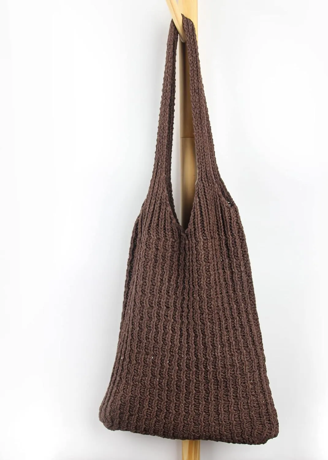 ENBEI Handmade Crochet Shoulder Bag for Women, Foldable and Lightweight Polyester Tote, Stylish & Practical Travel Purse