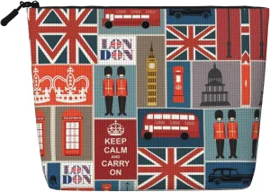 England Symbols Print Makeup Bag Waterproof Travel Cosmetic Tote Zippered Pouch For Women Toiletry Bag