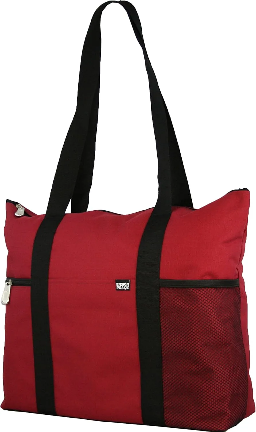 Ensign Peak Shoulder Tote with Multiple Pockets and Zipper Closure