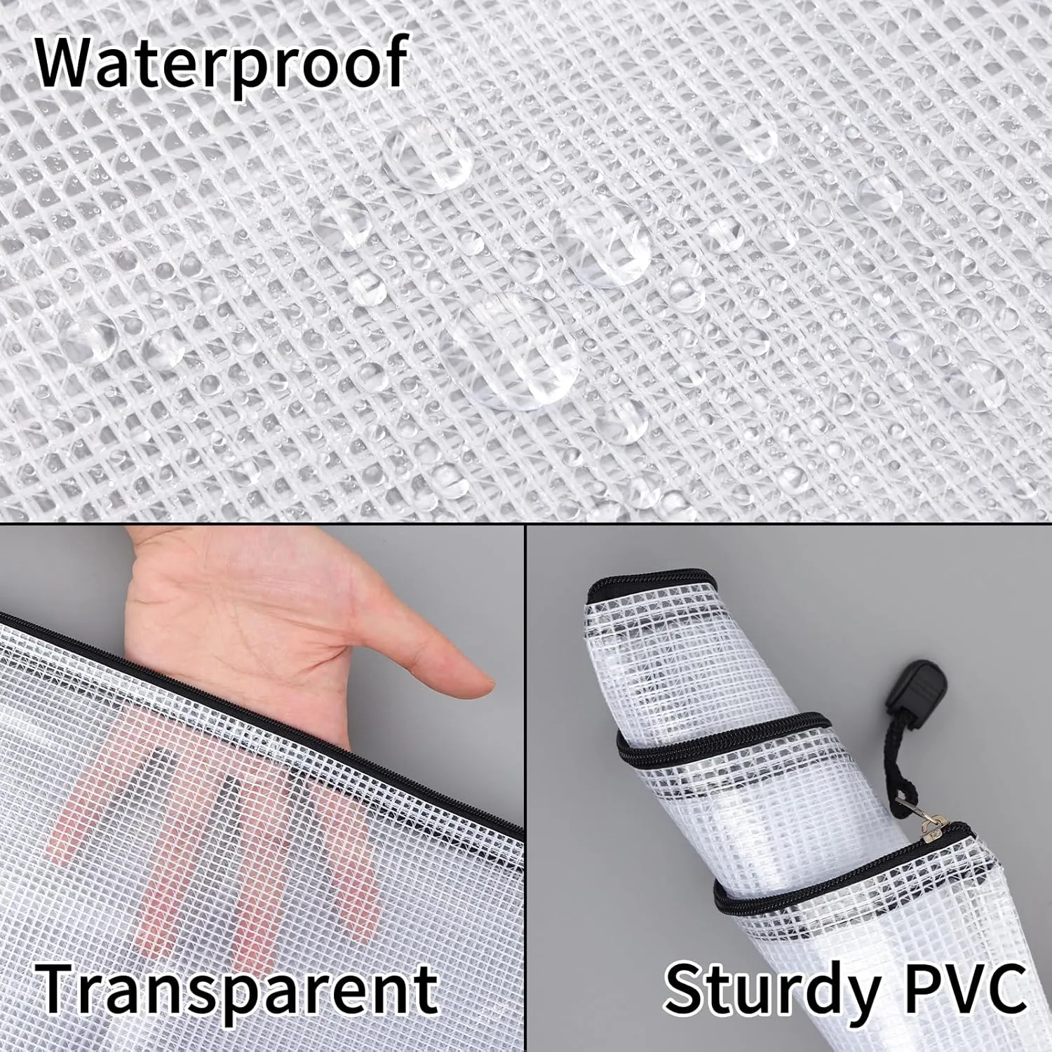 EOOUT 20pcs Mesh Zipper Pouch 8 Sizes Waterproof Zipper Bags, Plastic Travel Pouch for Board Game Travel Storage School Supplies Office Appliances Home Organize