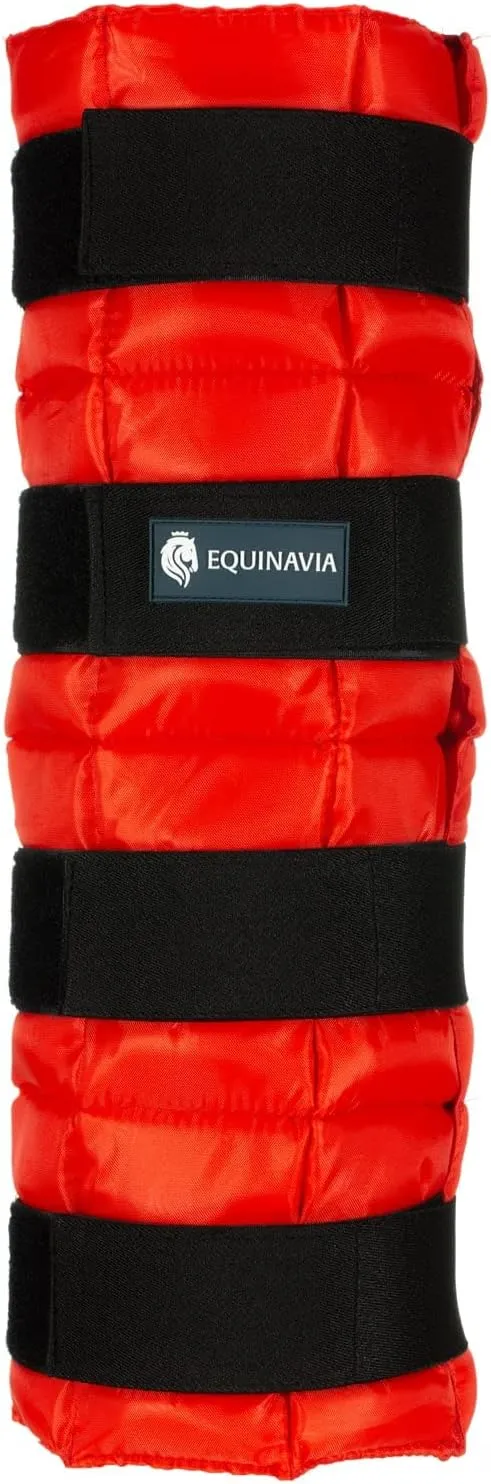 Equinavia Cool Relief Therapy Ice Boots Leg Wraps Pair for Horses, Gel Pack with Adjustable Straps | 16.5" x 15.5" with Storage Bag - Red - Pair - One Size