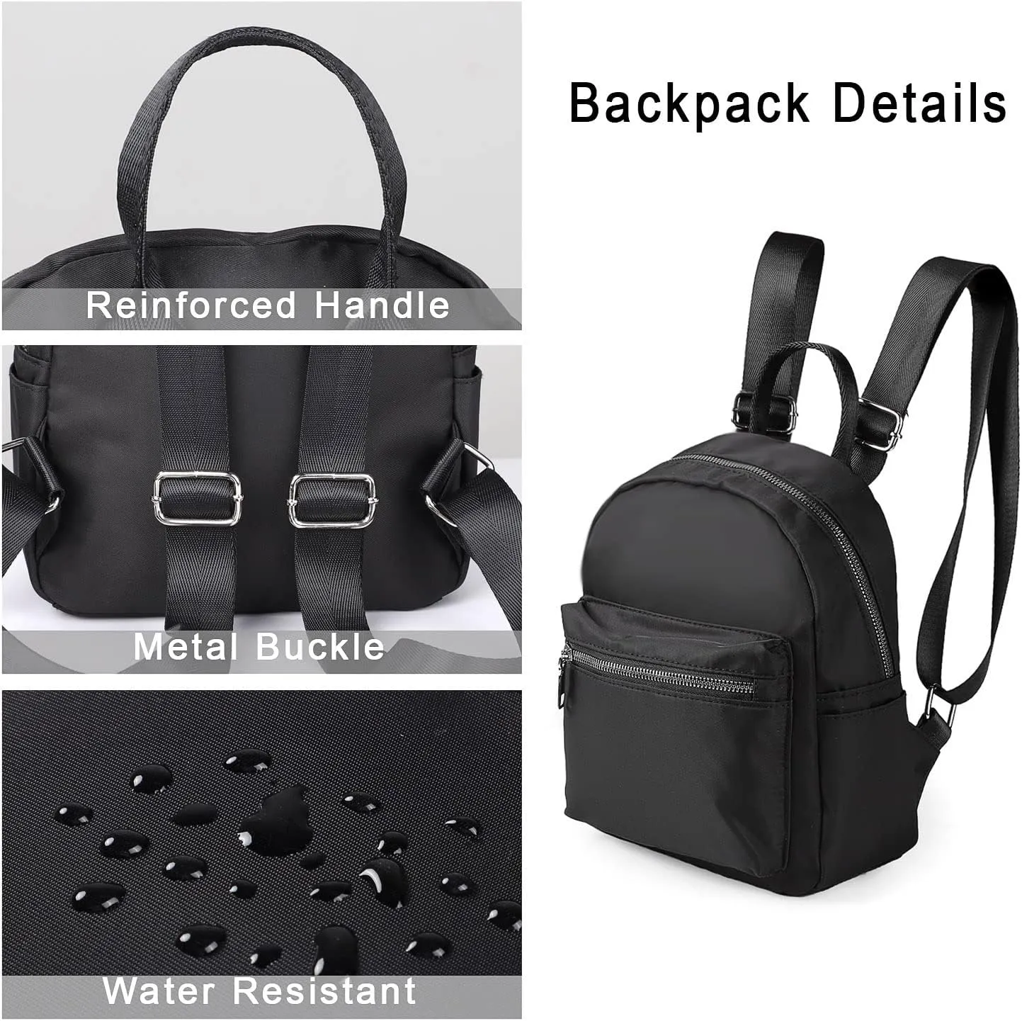 Etercycle Mini Backpack Purse for women, Small Backpack Purse, Shoulder Bag for Travel (Black)
