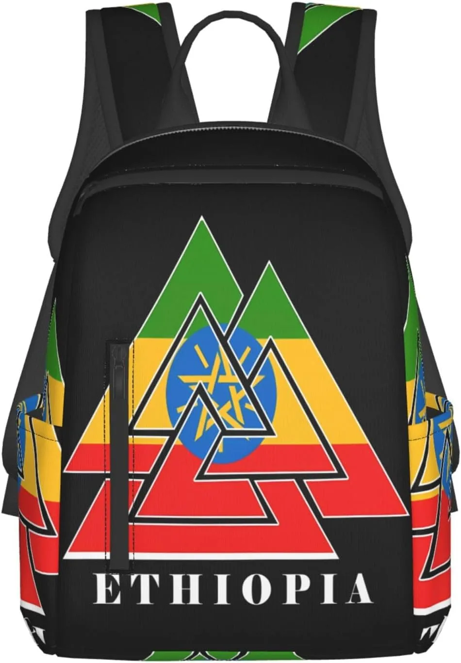 Ethiopia Emblem Travel Backpacks Casual Laptop Backpack Sport Rucksack Large Capacity Daypack Multi-Pockets Adjustable Strap Bag for Working Hiking