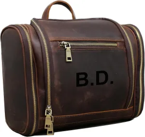 EURYNOME Toiletry Bag For Men, Genuine Leather Toiletries Organizer, Travel Hanging Toiletry Bag Large Water-resistant Bathroom Shaving Kit for Cosmetics, Makeup Case Travel Dopp Kit