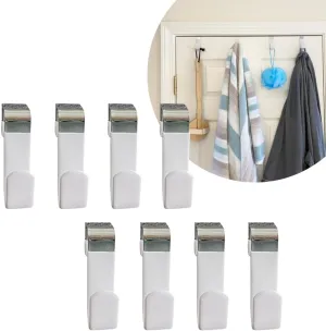 Evelots Over The Door Hooks - 8 Pack - Hangers for Clothes, Towel, Coats, Hats, Handbags - Made of Rubber Coated Steel - Closet, Bathroom, Office