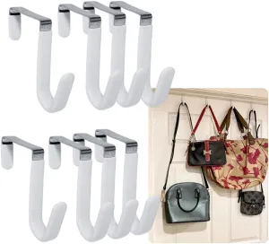 Evelots Over The Door Hooks - 8 Pack - Hangers for Clothes, Towel, Coats, Hats, Handbags - Made of Rubber Coated Steel - Closet, Bathroom, Office