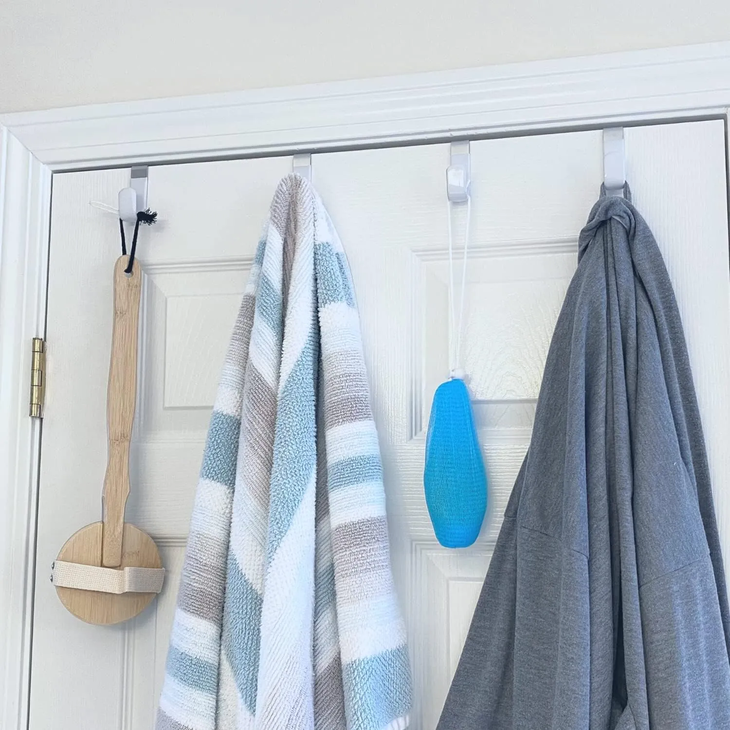 Evelots Over The Door Hooks - 8 Pack - Hangers for Clothes, Towel, Coats, Hats, Handbags - Made of Rubber Coated Steel - Closet, Bathroom, Office