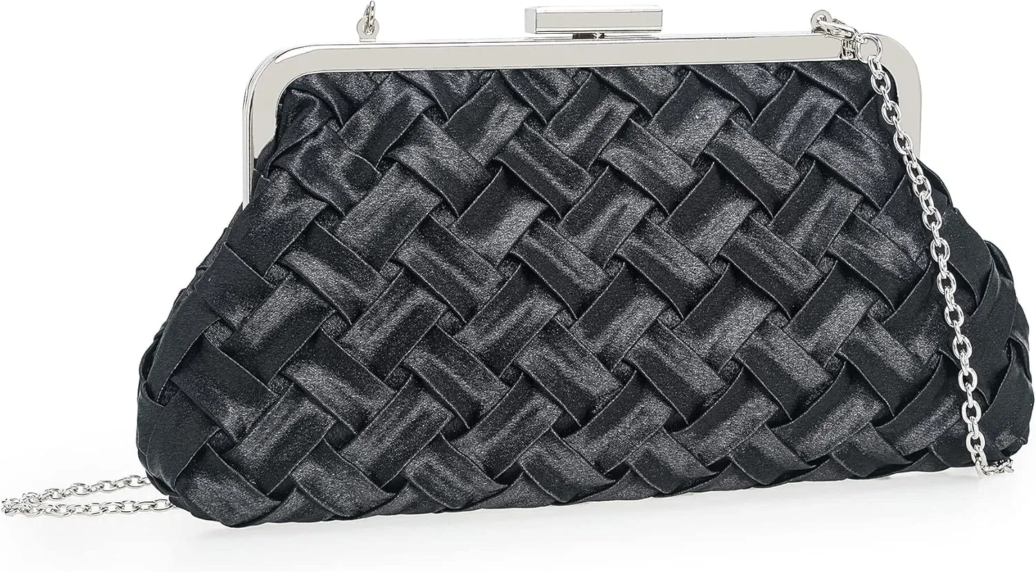 Evening Bag Women Small Dressy Clutch Handbag Braided Satin Formal Purse for Wedding/Prom/Black tie Party