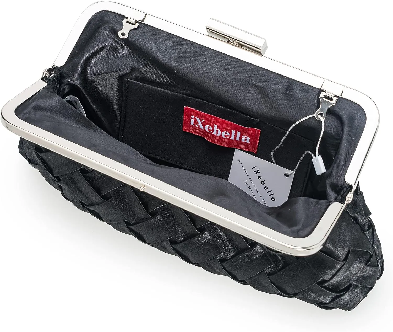 Evening Bag Women Small Dressy Clutch Handbag Braided Satin Formal Purse for Wedding/Prom/Black tie Party