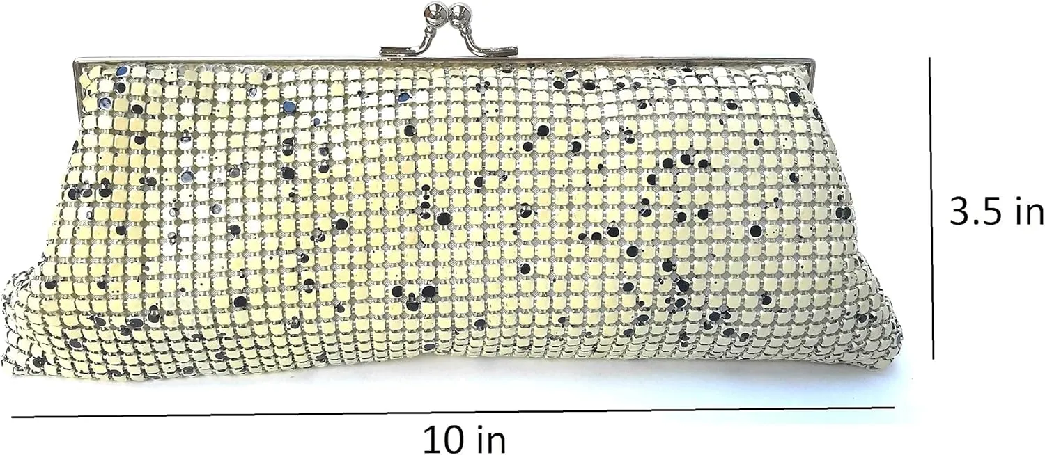 Evening Clutch Metal Mesh Purse Bag for Cocktail Party Prom Wedding Banquet