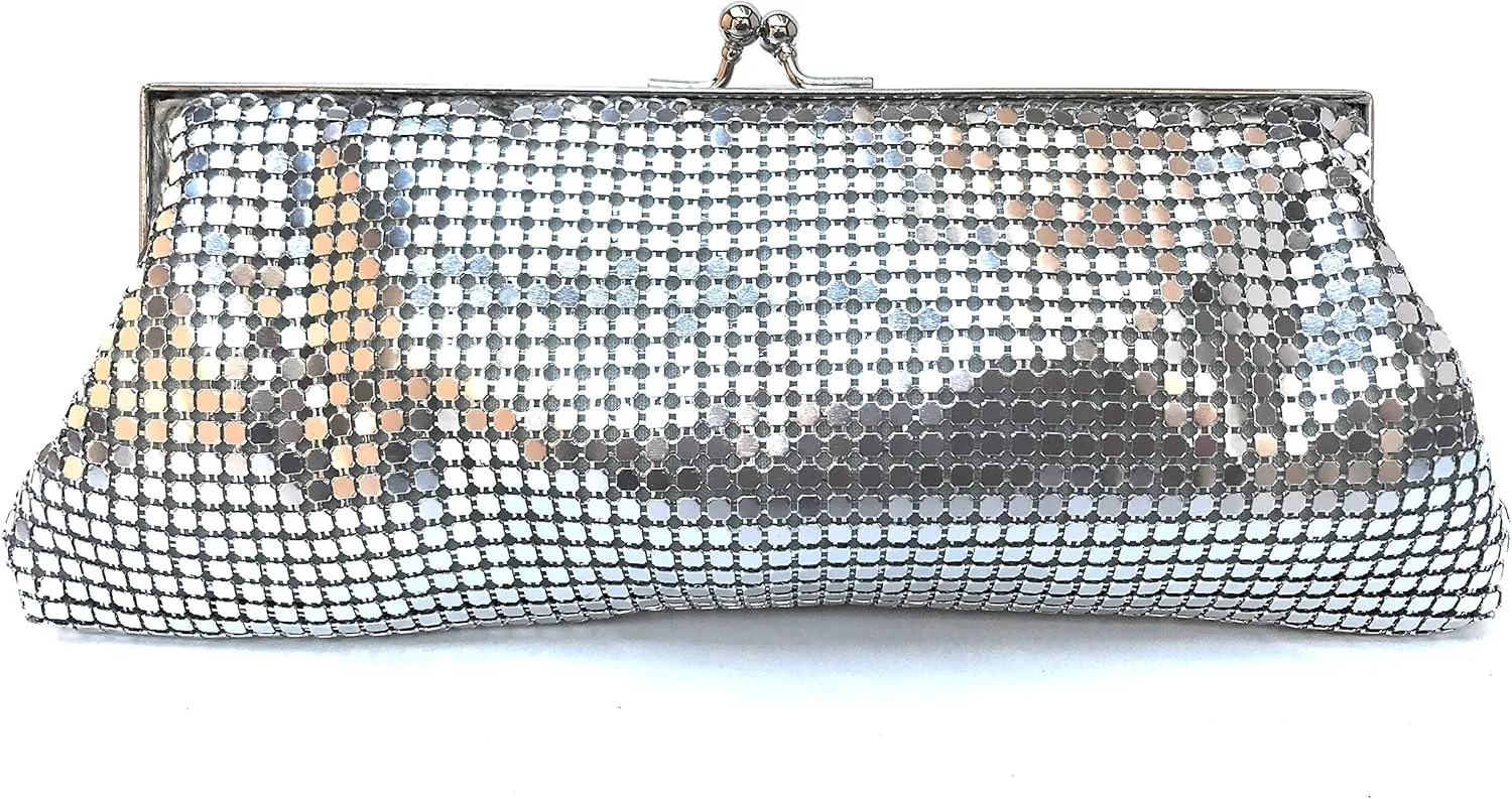 Evening Clutch Metal Mesh Purse Bag for Cocktail Party Prom Wedding Banquet