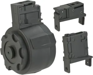Evike Airsoft - Angel Custom 1500 Round Firestorm AEG Airsoft Drum Flashmag (Model: Bundle Set/Black)