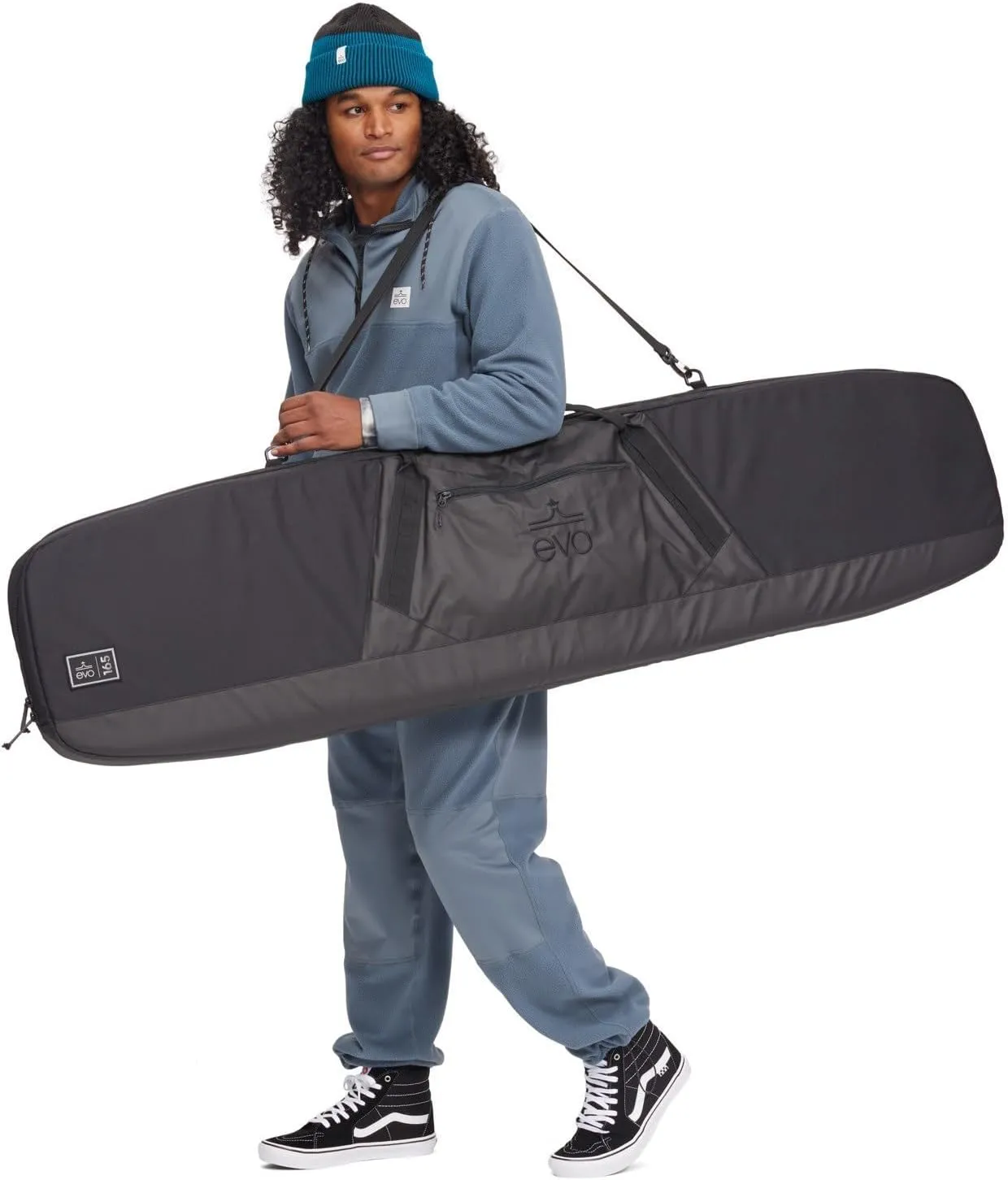 evo Padded Snowboard Bag - Recycled 600D PET Ripstop | Removable Shoulder Strap, ID Sleeve, Zippered Pocket | Fits 155cm Boards