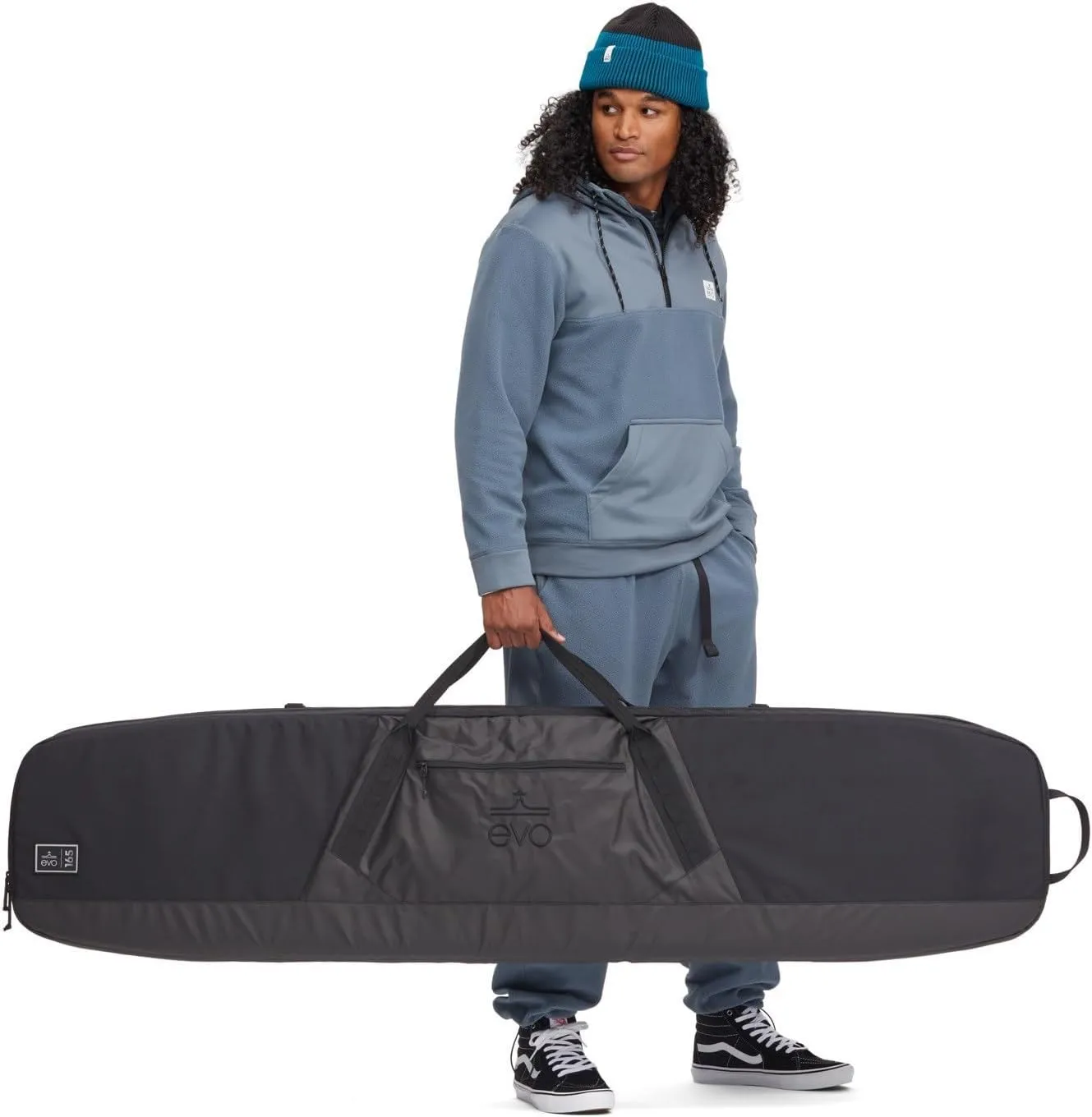 evo Padded Snowboard Bag - Recycled 600D PET Ripstop | Removable Shoulder Strap, ID Sleeve, Zippered Pocket | Fits 155cm Boards