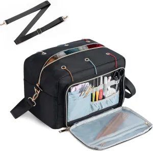 EXLIFBAG Crochet Bag, Yarn Storage Organizer with Adjustable Shoulder Straps, Yarn Bag for Crochet Accessories, Knitting Needles & Crochet Hooks