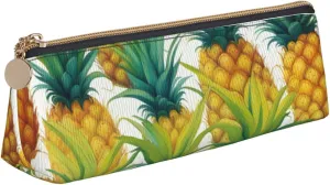 Exotic Tropical Pineapples Print Lightweight Spacious Pencil Case Large Capacity Triangle Zippered for Writing Tools