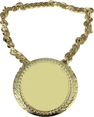Express Medals Blank DIY Champ Chain Trophy Award with a Center Plaque Plate Measuring 6 by 5.25 Inches and Includes a 34 Inch Chain with Black Velvet Presentation Bag.