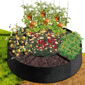 Fabric Raised Garden Bed, Plant Grow Bags, 3x3x1 Ft Large Round Raised Garden Bed for Growing Vegetables Potatoes Flowers Planting Container for Outdoor Gardening (5 Grid, 3.3 * 3.3 * 1 ft)