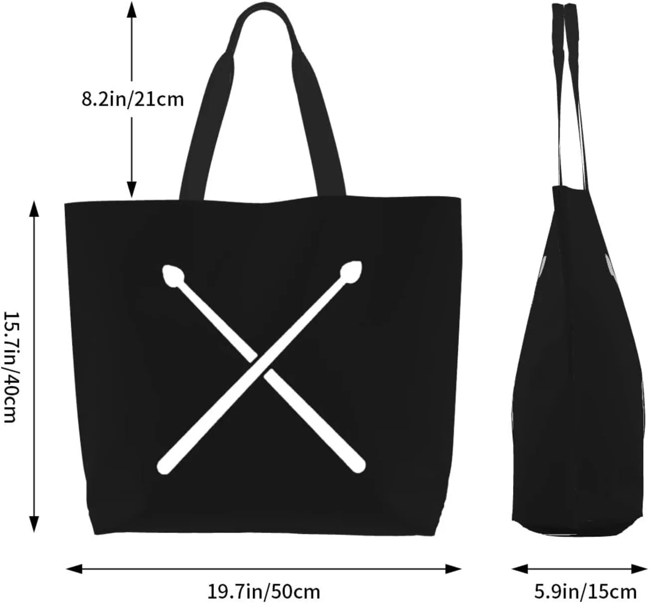 Fading Percussion Drum Sticks Women'S Lightweight Canvas Handbag Reusable Shopping Bag