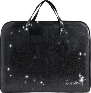 Fanwoli Uniform Garment Bag for dancer and cheerleaders, More Waterproof & Wear-Resistant PU Coated Glittering Fabric,Foldable Garment Bag with 4 Zipper Pockets Ideal for Cheer and Dance Competitions