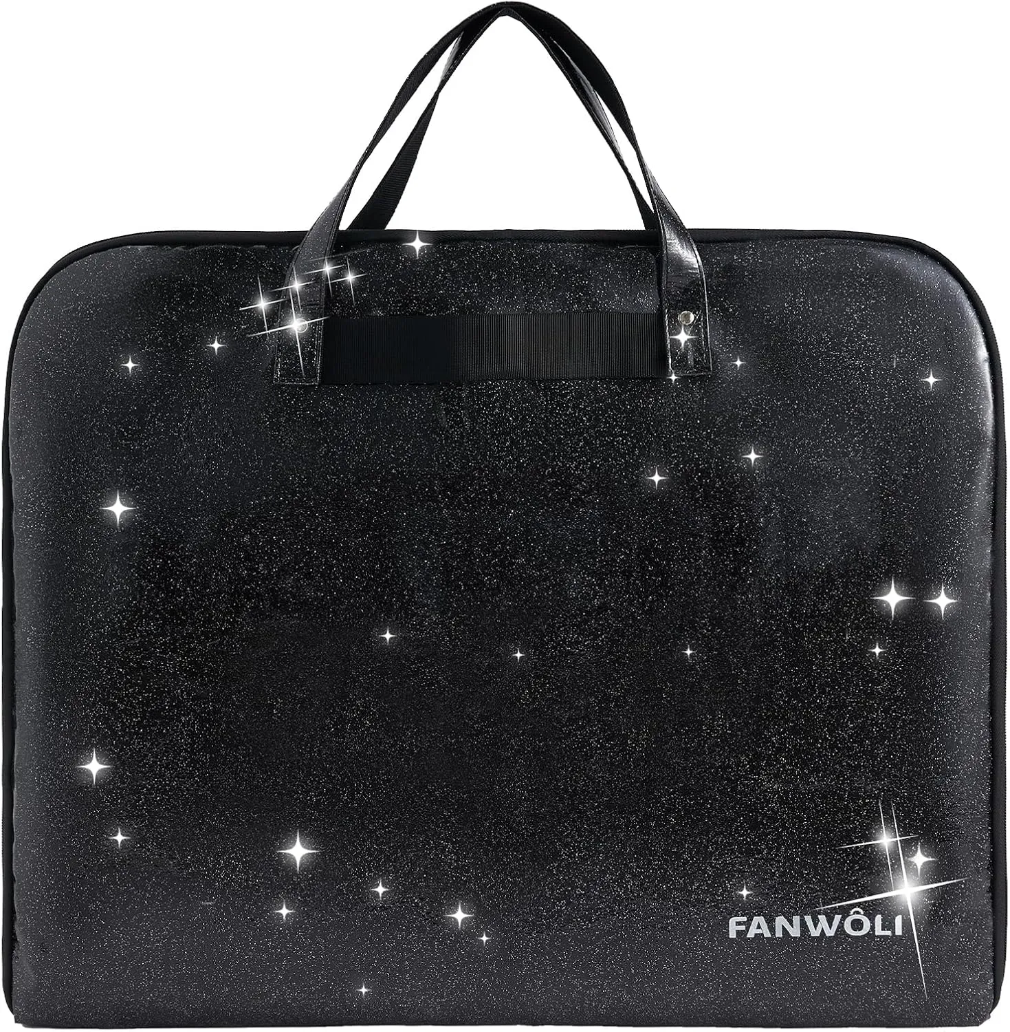 Fanwoli Uniform Garment Bag for dancer and cheerleaders, More Waterproof & Wear-Resistant PU Coated Glittering Fabric,Foldable Garment Bag with 4 Zipper Pockets Ideal for Cheer and Dance Competitions