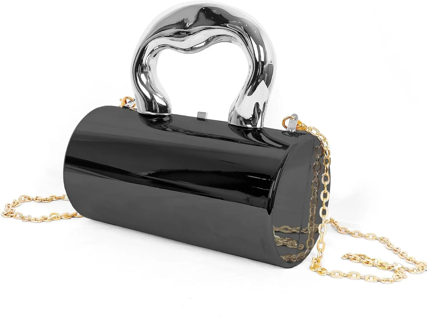 Fashion acrylic handbag, acrylic Y2K purse;black/silver/gold clutch purse for women