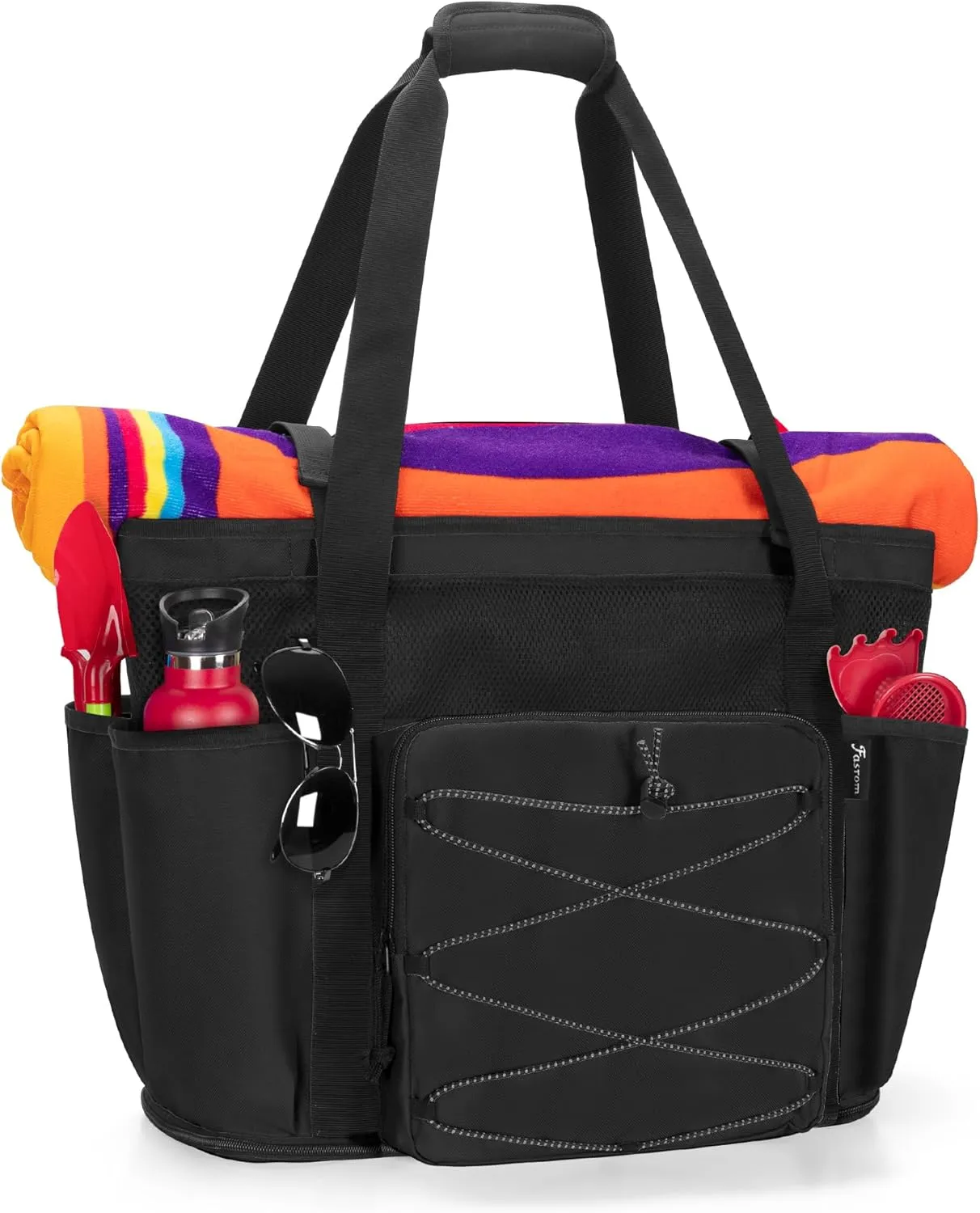 Fasrom Large Mesh Beach Bag with Zipper Bottom, Oversized Beach Bag Tote with Wet & Dry Separation for Pool or Beach Travel