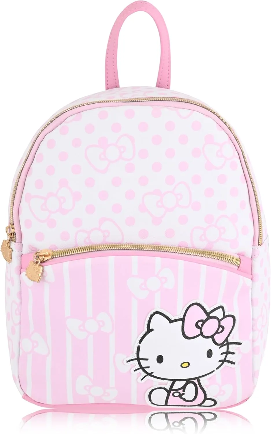 Fast Forward Sanrio Hello Kitty Backpack for Women | PU Leather Mini Backpack Purse Woman Purse | Pink Bag Cute Bookbag with Keychain Zipper | Hello Kitty Accessories Adults