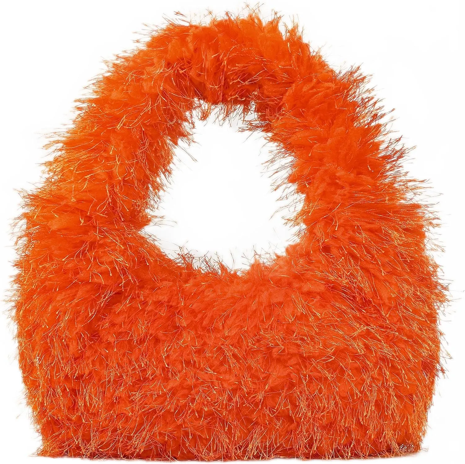 Faux Fur Fluffy Hobo Bag Furry Handbag Purse Y2K Fuzzy Tote Bag,Trendy Cute Plush Purse for Women