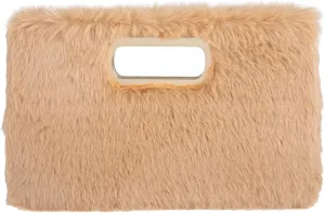 Faux Fur Top Handle Clutch Purse