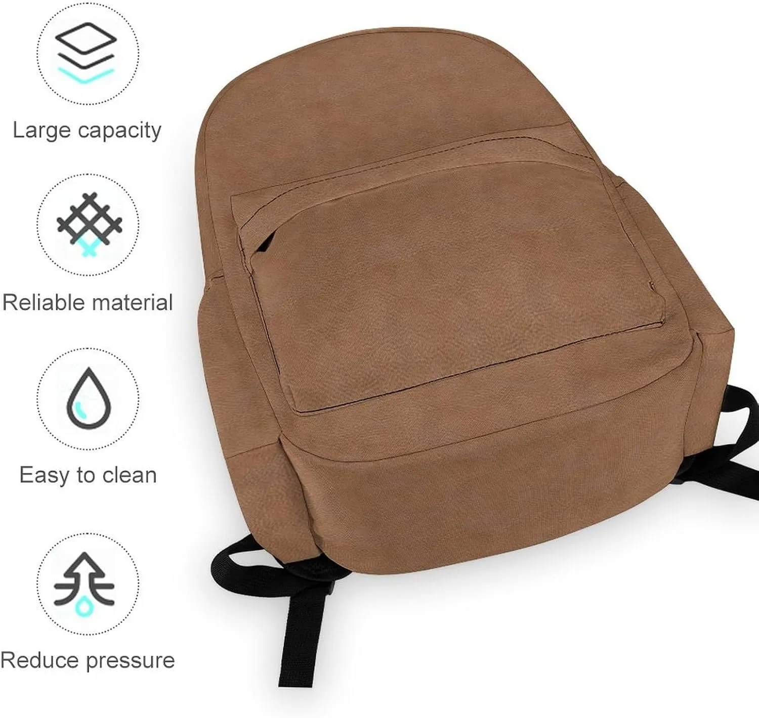 Faux Leather Natural Brown Casual Lightweight Large Capacity Travel Backpack Unisex