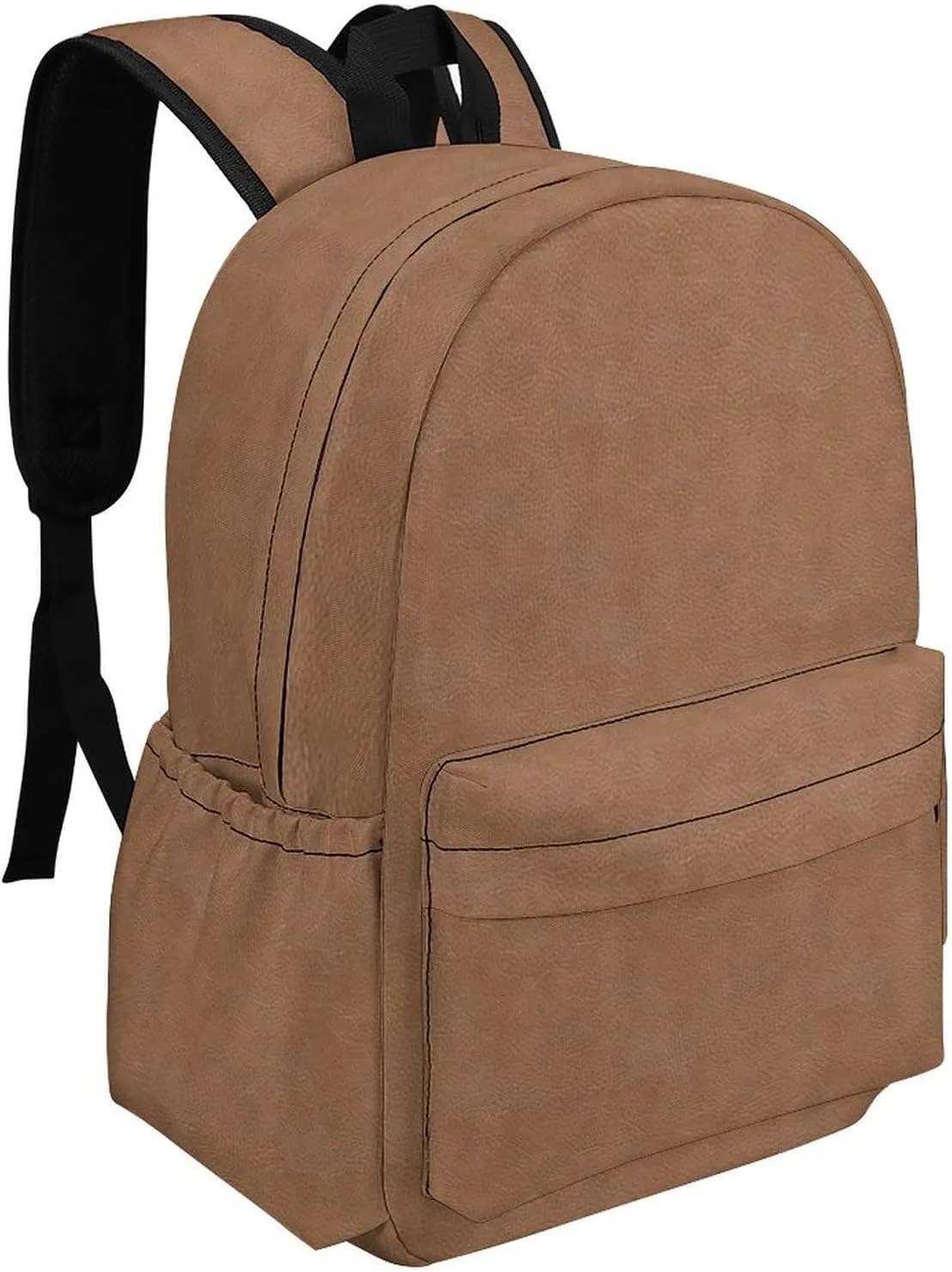 Faux Leather Natural Brown Casual Lightweight Large Capacity Travel Backpack Unisex